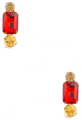 22K Gold Plated Red and Peach Stone Earrings