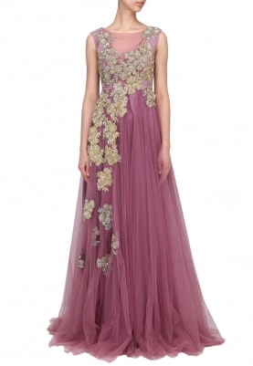 Lilac Embroidered Gown