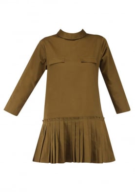 Military Green Pleated Dress