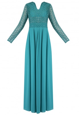 Turquoise Geometrical Beading Maxi Dress