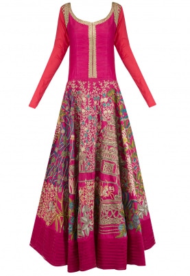 Pink Embroidered Full Length Anarkali