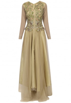 Gold Drop Waist Fitted Gown