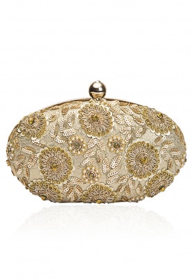 Gold and Zardozi Sequins Embroidered Box Clutch