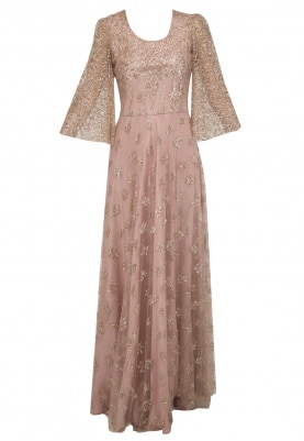 Light Pink Flared Sleeves Gown