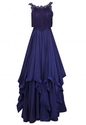 Royal Purple Embroidered Tassel Gown