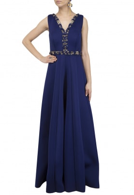 Royal Blue Embroidered Jumpsuit