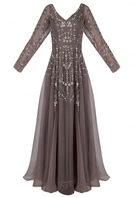 Water Purple Silver Embellished Gown