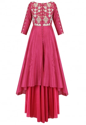 Pink Embroidered Anarkali With Lehenga Set