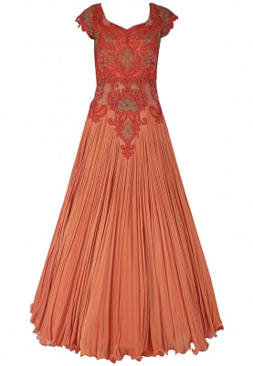 Orange Embroidered Gown