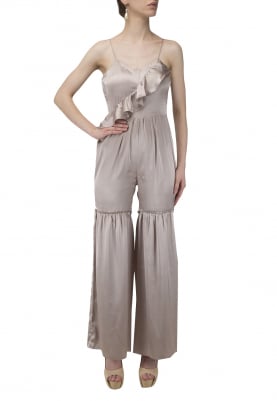 Satin Jumpsuit with Frill