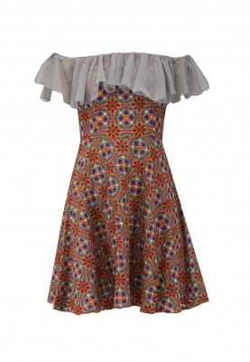 All Over Embroidery Off-Shoulder Short Dress