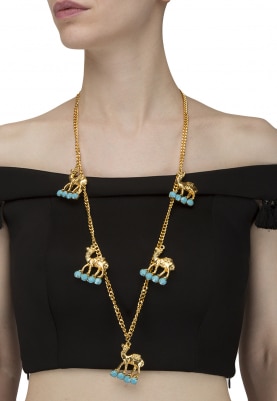 22K Gold Plated Turquoise Chatons Neckpiece