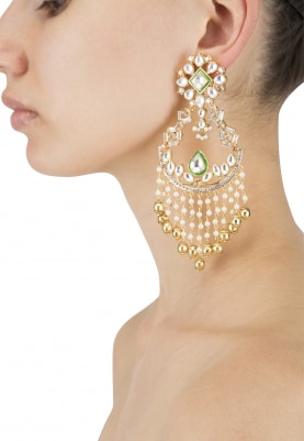 22k Gold Plated Kundan and Baby Pearls Earrings