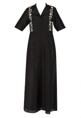 Black Embroidered Panelled Dress
