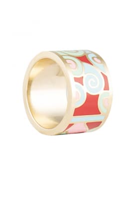 Gold Plated Abstract Print Egyptian Avatar Broad Ring