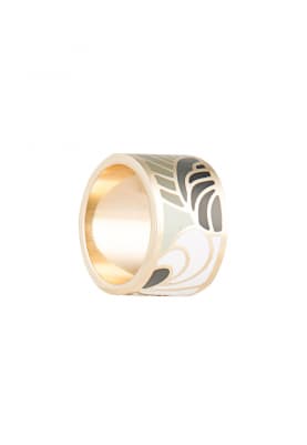Gold Plated Monochrome Egyptian Avatar Broad Ring
