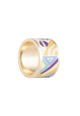 Gold Plated Multicolor Egyptian Avatar Broad Ring