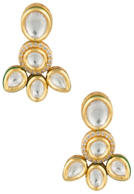 Gold Plated Kundan And Enamelled Studs