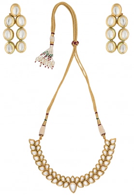 Gold Plated Kundan Studded Two String Necklace Set