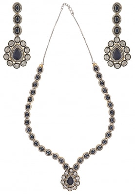 Antique Finish Zirconia And Sapphire Necklace Set