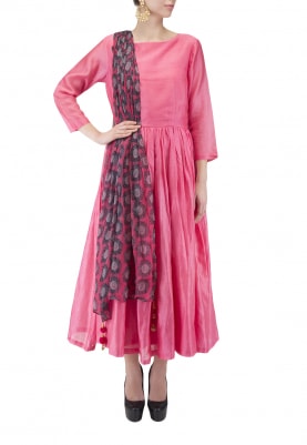 Pink Maxi Dress & Dupatta