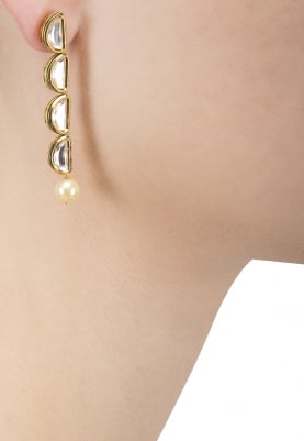 Gold Finish Kundan Earrings