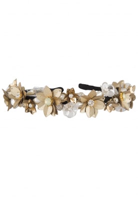 Gold and Silver Crystal and Sequins Embellished Floral Hairband