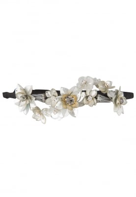Silver Crystal and Sequins Embellished Floral Hairband