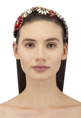 Multicolor Crystal Stone Embellished Floral Hairband