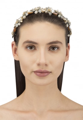 Silver Crystal and Sequins Embellished Floral Hairband