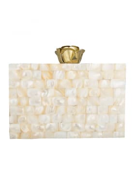 Off White Mother Of Pearl Clutch