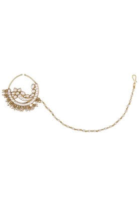 Gold Plated Kundan Studded Nose Ring