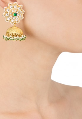 Gold Plated Flower Jhumki Earrings