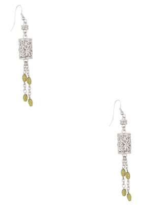 Silver Plated Floral Textured Chain Earrings