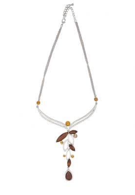 Silver Plated White, Yellow and Brown Swarovski Necklace