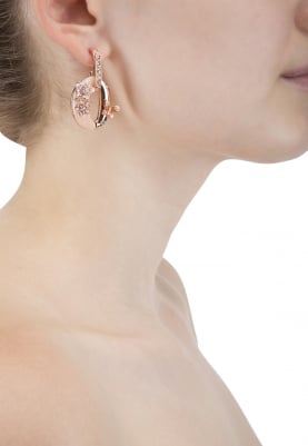 Rose Gold Plated Swarovski Crystal Studded Oval Earrings