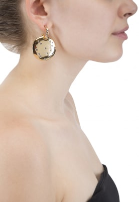 Gold Plated Purple Swarovski Crystal Round Plate Earrings