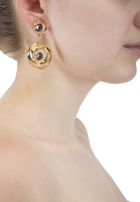 Gold Plated Swarovski Crystal Studded Spiral Earrings