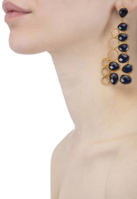 Gold Polish Blue Stone Studded Earrings