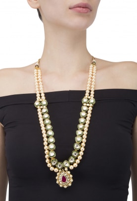 Gold Plated Kundan and Pearls Necklace