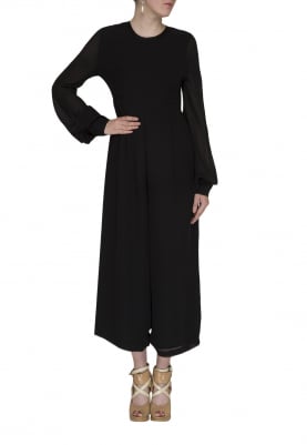 Black Jumpsuit with Lace Edging Finish