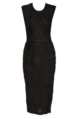 Black Embroidered Dress with Lace Edging and Silk Thread Work