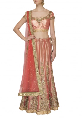 Berry Pink Embellished and Hand Embroidered Lehenga, Choli and Dupatta