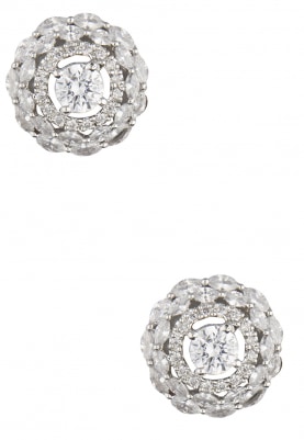 Silver Finish Crystal Studded Earrings