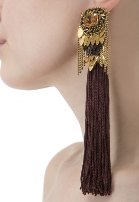 18K Rose Gold Maroon Tasseled Earrings
