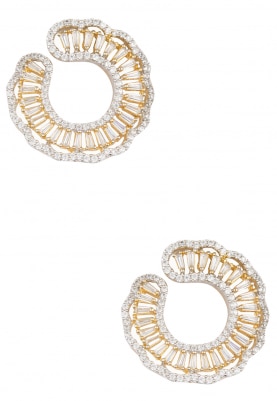 18K Rose Gold Crystal Studded Circular Earrings