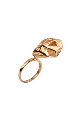 Gold Finish Geometric Design Ring