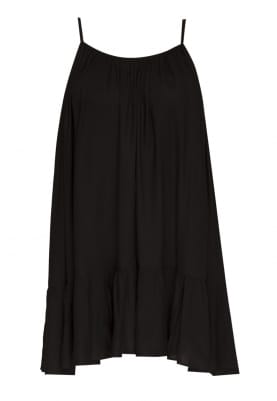 Spaghetti Style Flow Little Black Dress with Gather and Flare