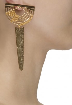 Gold Plated Edged Dangler Earrings