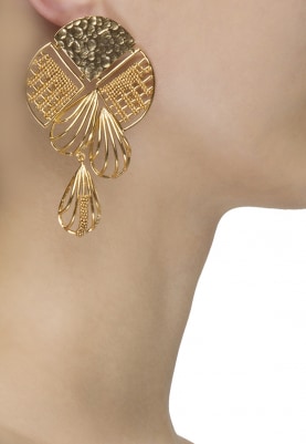 Gold Plated Floral Dangler Earrings